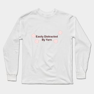 Easily Distracted by Yarn Black and Pink Long Sleeve T-Shirt